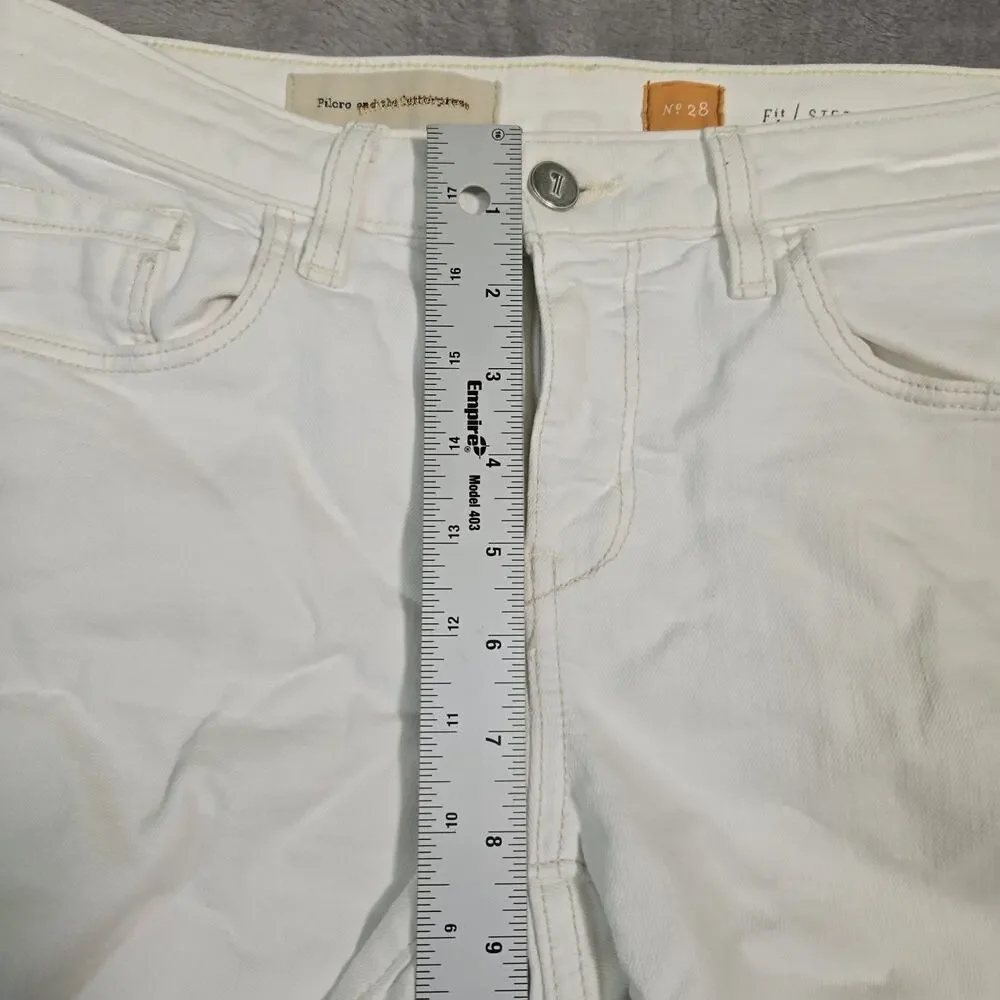 Pilcro Anthropologie Shorts Women’s 28 White Stet Denim Low Rise Jean Shorts - Picture 7 of 9